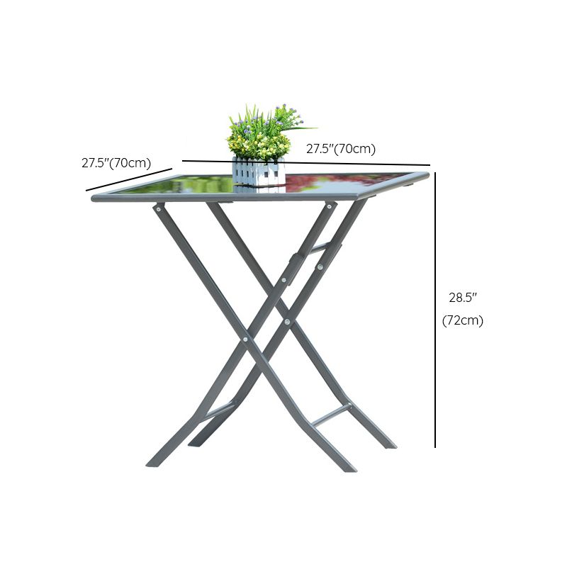 Modern Glass Patio Table Scratch Resistant Dining Table with Metal Base