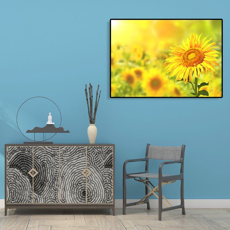 Textured Sunflower Canvas Art Modernism Wall Decor for Girls Bedroom, Multiple Sizes