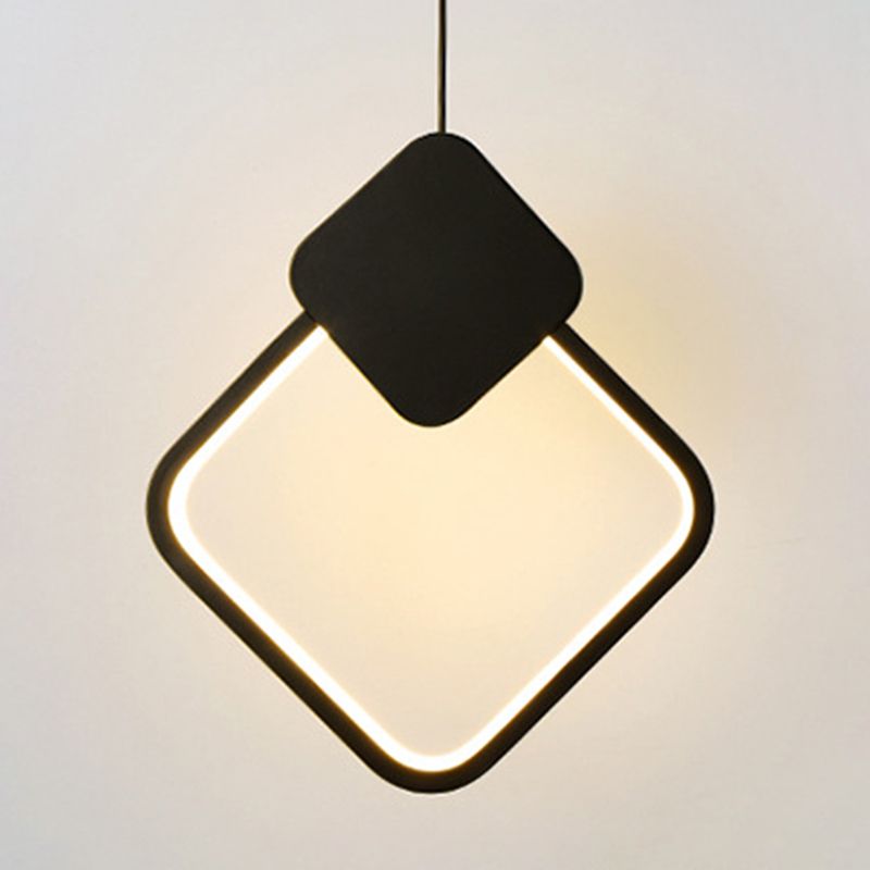 Pendre à LED géométrique noire dans la lampe suspendue en aluminium concis moderne avec une teinte en silicone