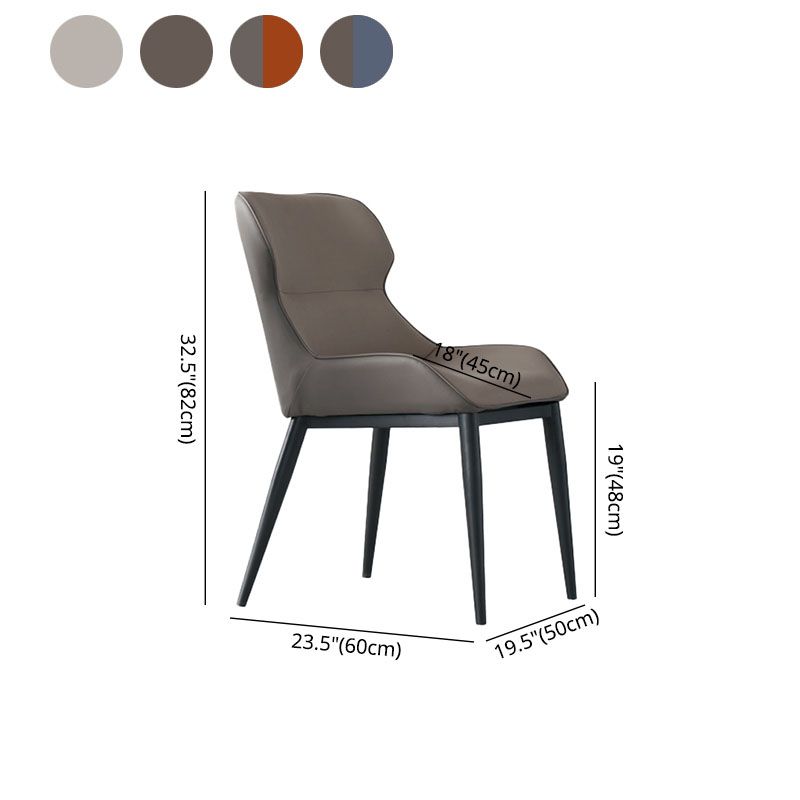 Silla auxiliar de cuero moderna para restaurante, silla de comedor con respaldo de alas y acabado mate (juego de 2)
