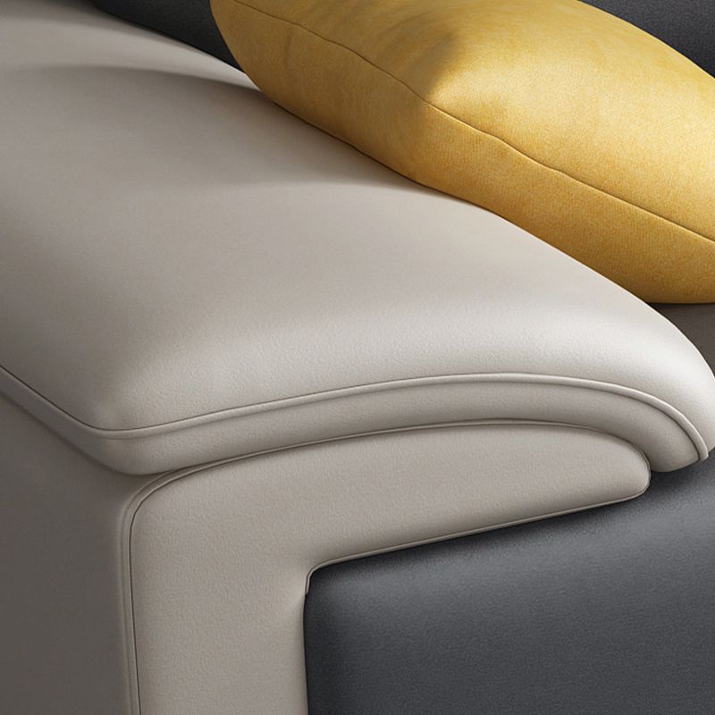 Faux Leather Pillow Top Arm Sectional with Pillowed Back Cushions for Living Room