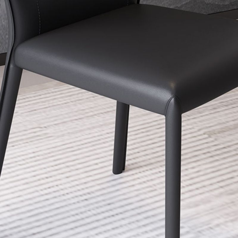Faux Leather Armless Dining Chairs Modern Wingback Side Chair