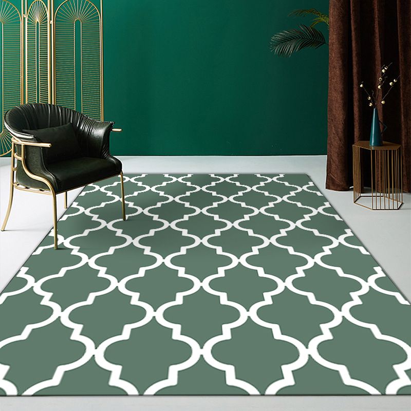 Comfortable Area Rug Geometric Print Polyester Rug Stain Resistant Indoor Carpet