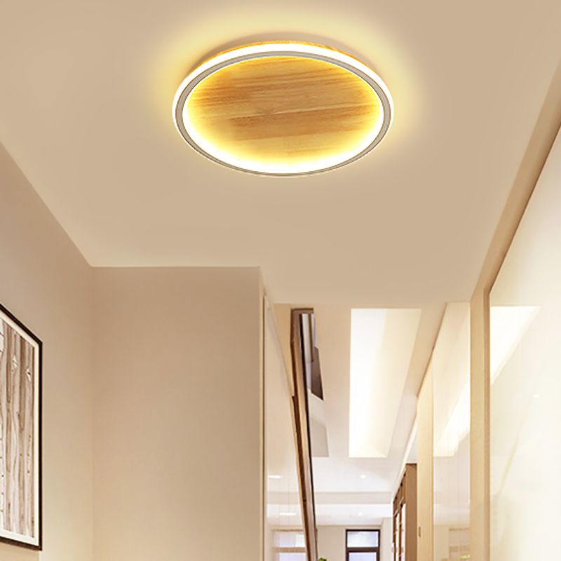 Lámparas de techo empotradas modernas de anillo, luz montada en el techo de madera para dormitorio