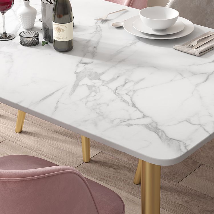 Scandinavian Sintered Stone Dining Table Set White Rectangle Home Use Dining Set