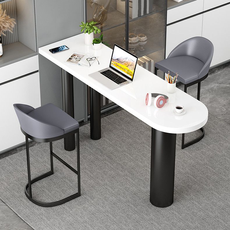 Modern Free Form Bar Table Set 1/3 Pcs Stone Top Bar Table and Upholstered Stools