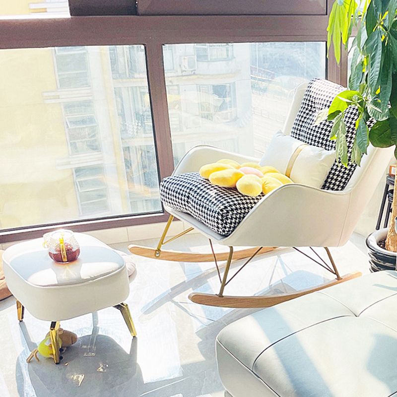 Modern Rocking Chair Ottoman Golden Legs Rocker Chair with Pillow