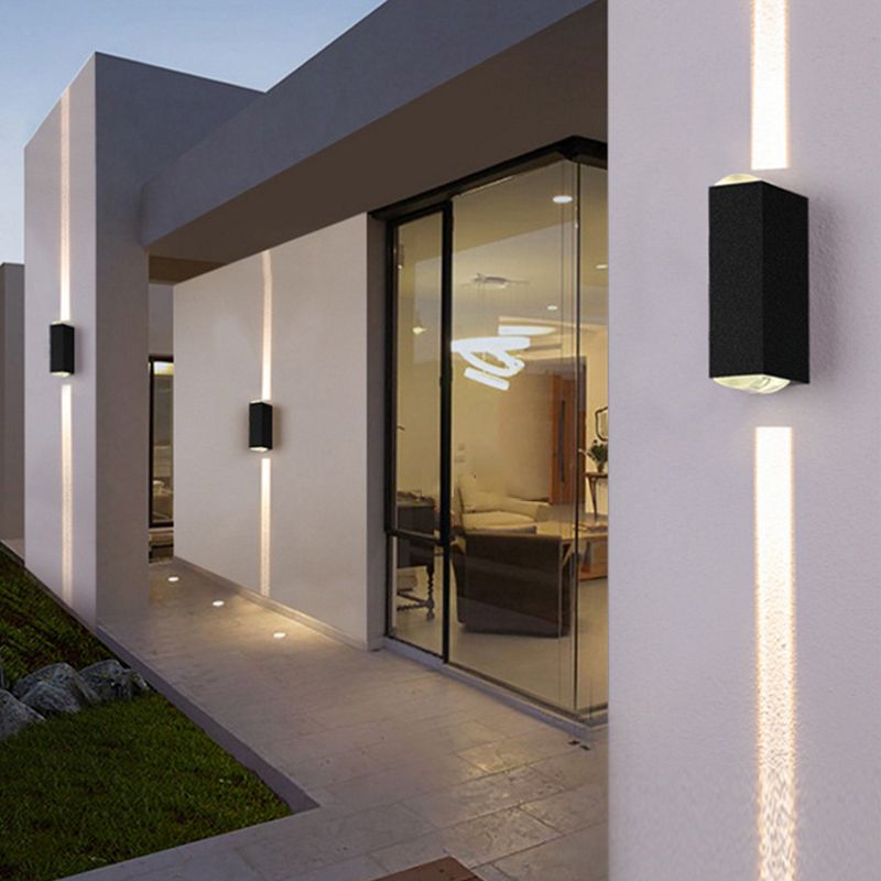 Contemporary Rectangular Wall Sconce Metal 2 Lights Wall Light in Black