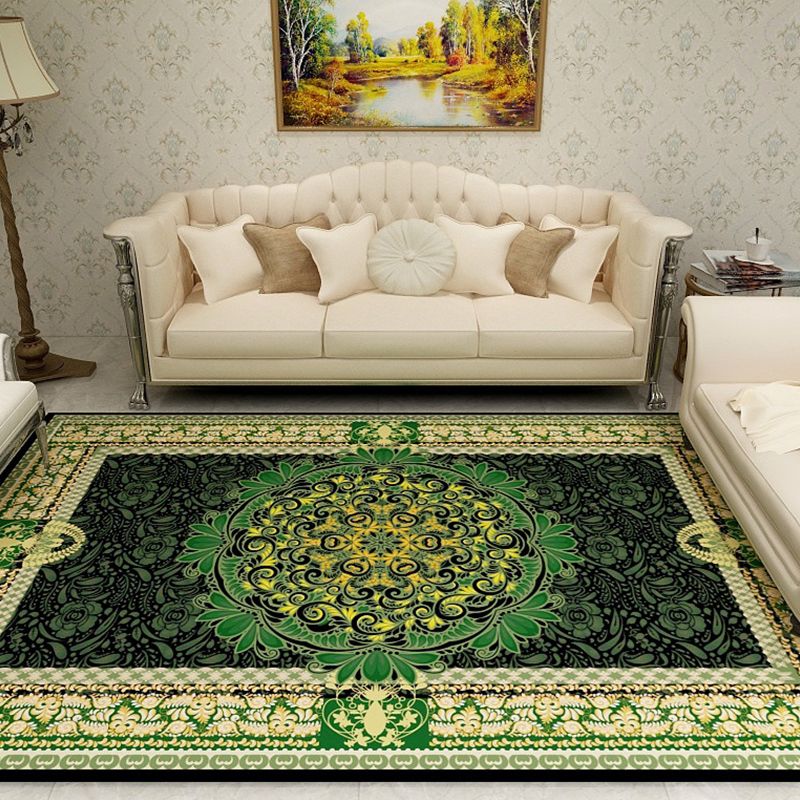 Multi-Colored Moroccan Rug Synthetics Jacquard Pattern Rug Washable Stain Resistant Non-Slip Carpet for Lounge