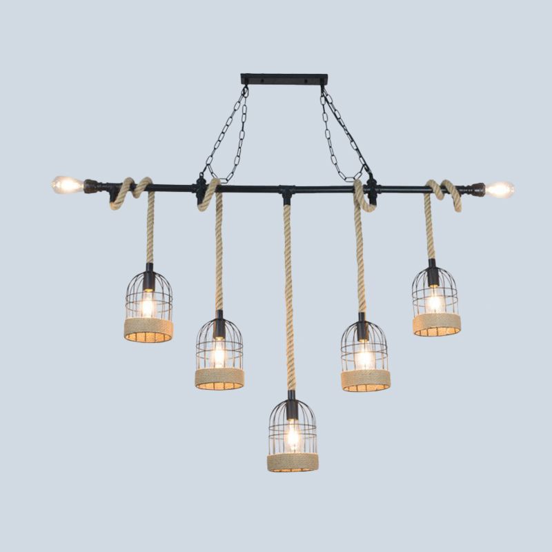 Birdcage Dining Room Island Ceiling Light Rustic Iron Suspended Lighting Fixture