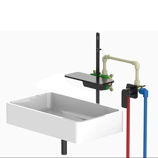 Single Lever Handle Bathroom Faucet 2 Holes Wall-Mounted Waterfall Spout Sink Faucet
