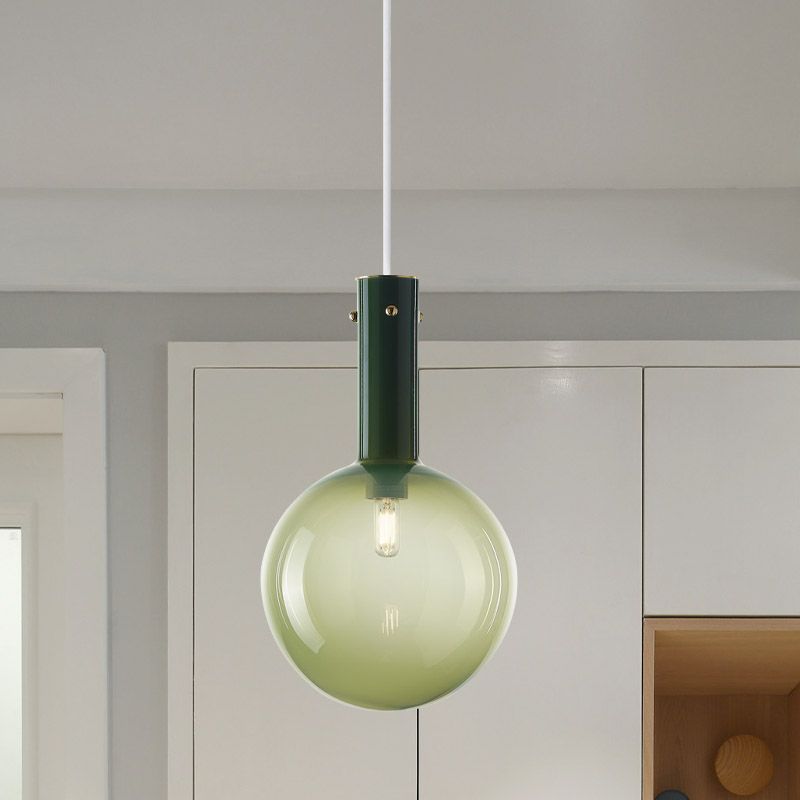 Sfoghere contemporanee illuminazione a sospensione gradiente verde/arancione vetro 1-bulbo letto a soffitto appeso lampada