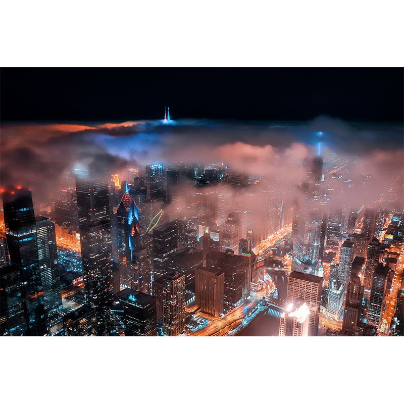 City Night Scene Wallpaper Mildew Resistant Indoor Wall Mural