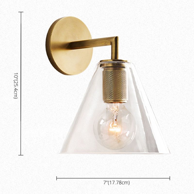 Retro Minimalist Style Cone Sconce Light Fixture Glass Sconces for Bedroom