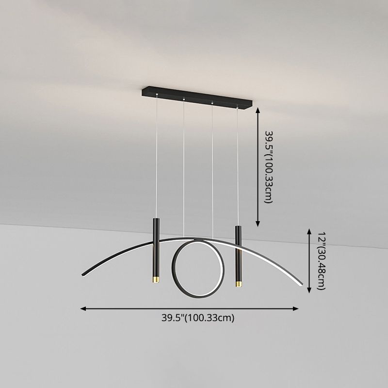 Acryl lineair LED -eilandlicht in modern beknopte stijl smeedijzeren hanglamp voor eetkamer