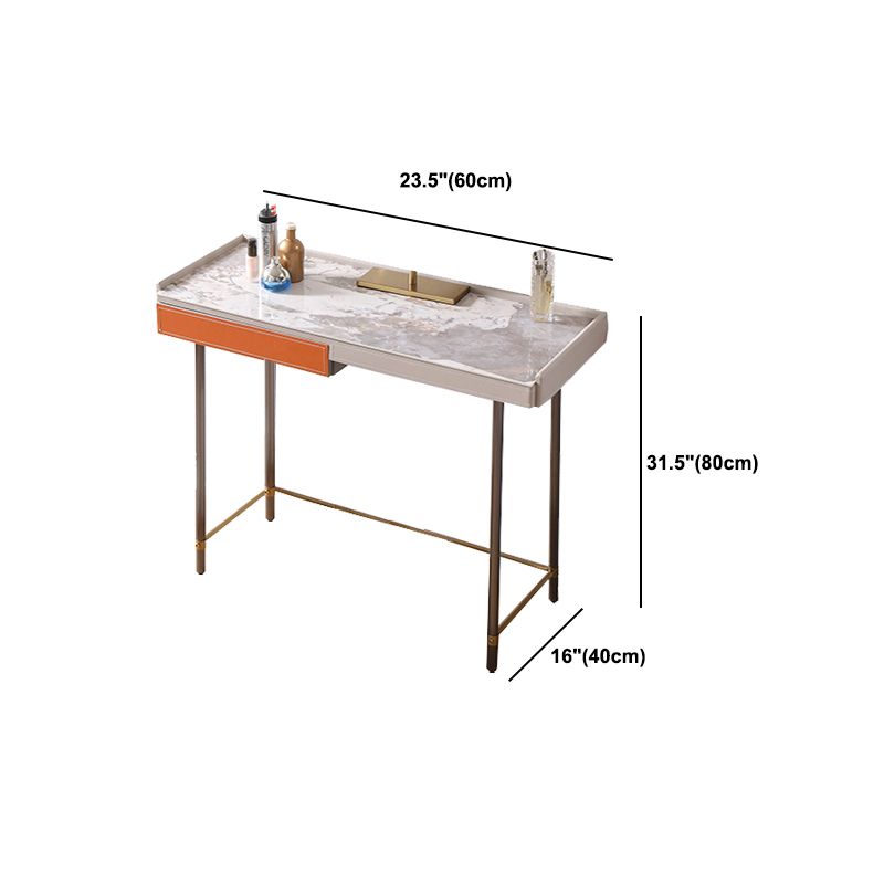 1 Drawer Glam Makeup Vanity Set Solid Wood Dressing Table with Slate Top