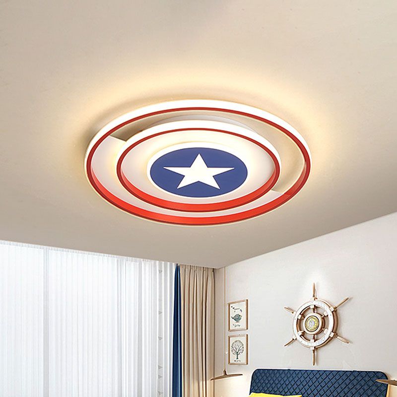 16"/19.5" W LED Boys Bedroom Flushmount Kids Red and Blue Ceiling Flush Mount Light with Circular Acrylic Shade