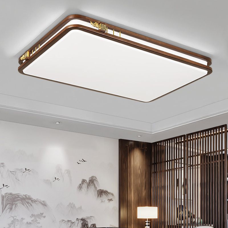 Geometric Flush Mount Fixture Modern Wood Flush Light for Living Room