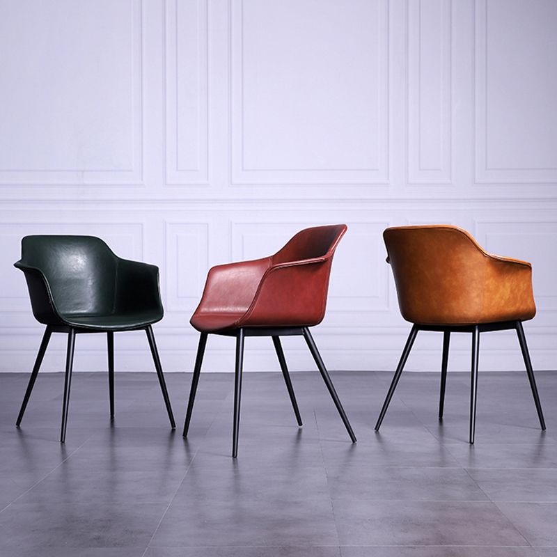 Industrial Metal Dining Room Armchair Upholstered Side Leather Chairs for Home Use