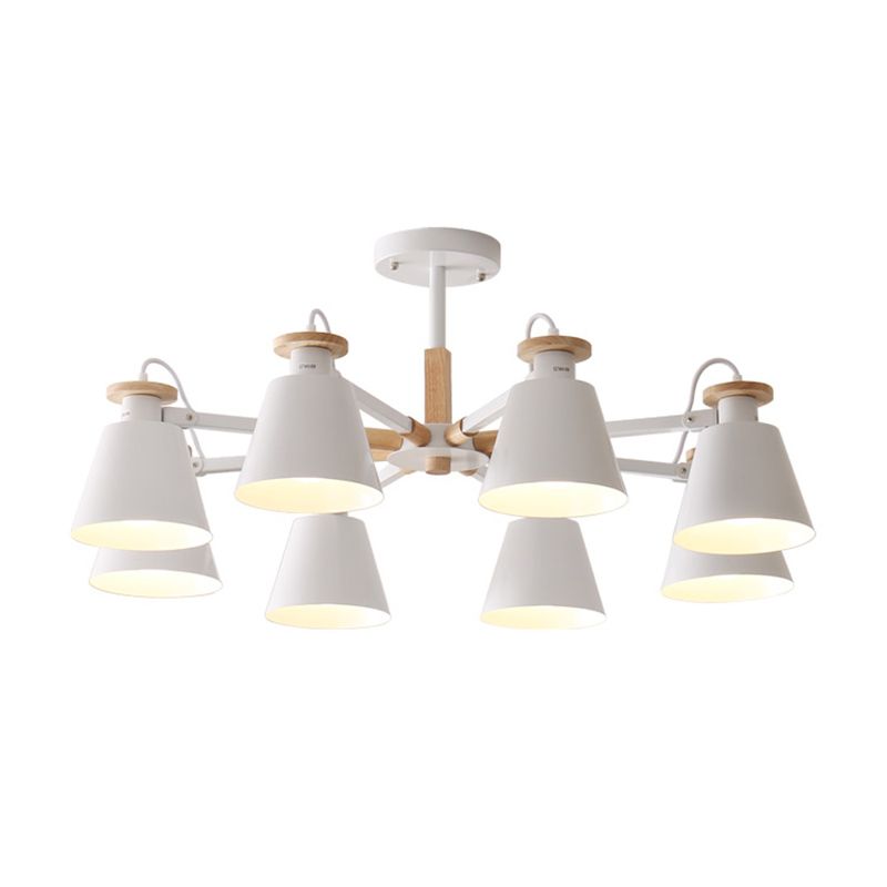 Estilo moderno de 8 luces colgantes lámparas de metal cónicos lámparas de metal cónico