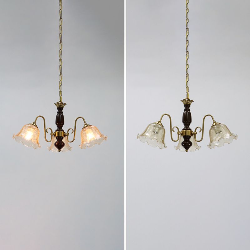 Gold Chandelier Lamp American Multi Light Hanging Light with Wood for Living Room
