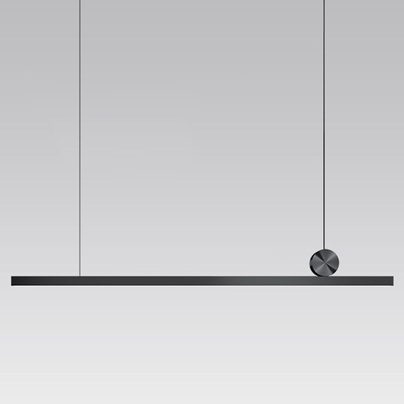 1 Light Linear Island Lights Contemporary Metal Island Pendant Fixture in Black