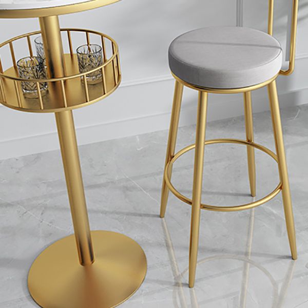 Glam Faux Leather Dining Stools Upholstered Bar Stools with Metal Base