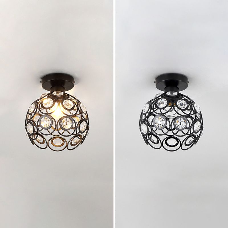 Crystal Global Flush Mount Light Modern 1 Head Ceiling Flush Light for Aisle