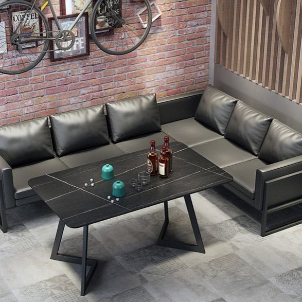 Metal Industrial Rectangle Indoor Table Sintered Stone Table for Kitchen and Dining Room