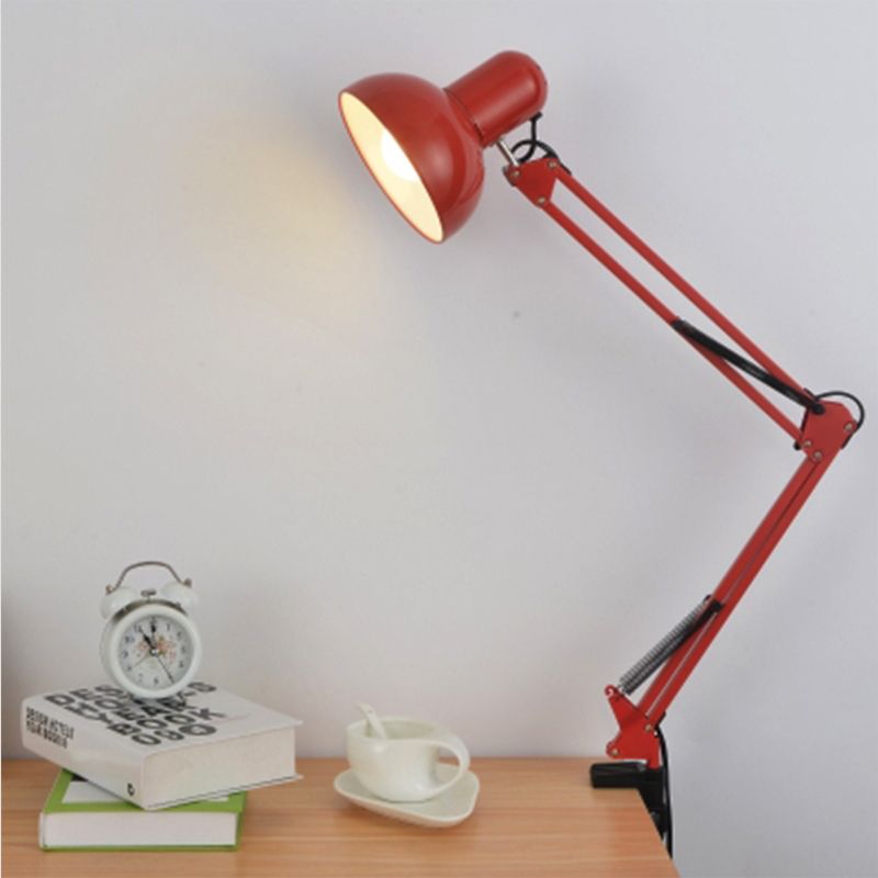 Modern Stylish 1 Bulb Desk Lamp with Metal Shade Black/White Adjustable Domed Reading Book Light for Bedroom
