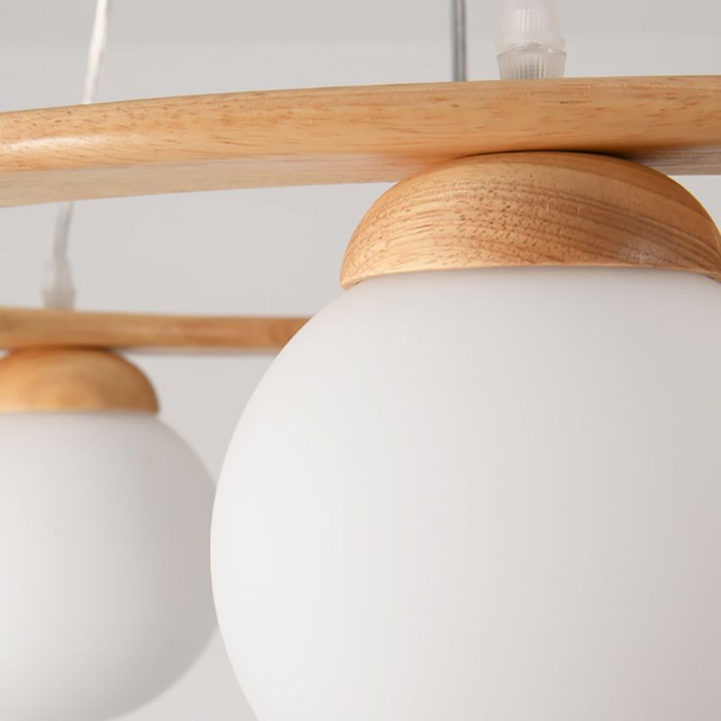 Modern Glass Chandelier Light Fixtures Cafe Restaurant Hanging Chandelier with Wood