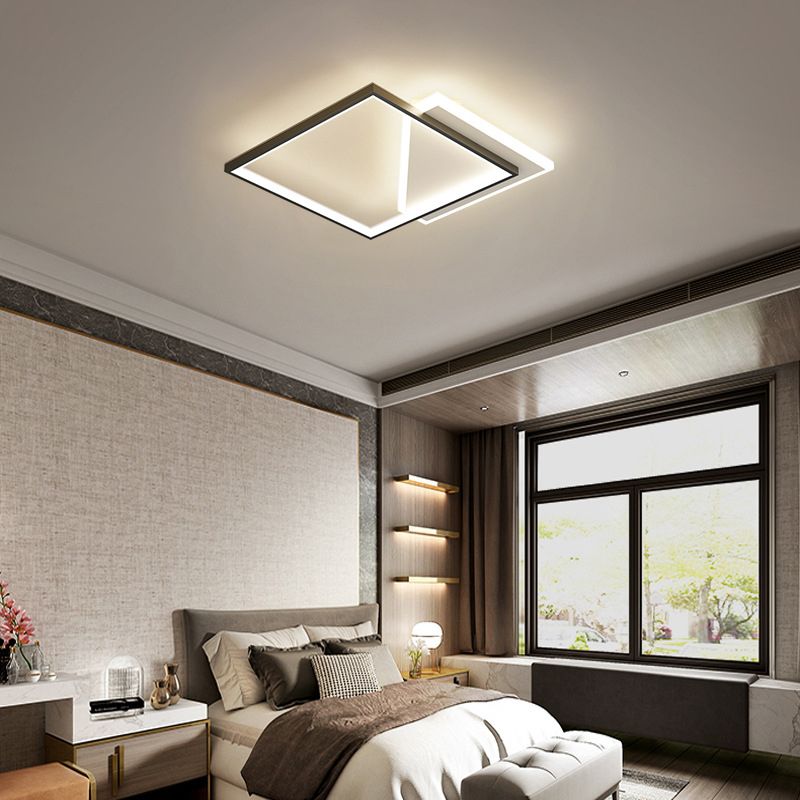 Plafonnier encastré géométrique en métal, LED moderne, proche du plafonnier, noir et blanc
