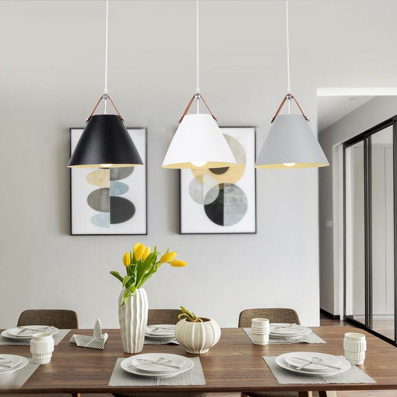 Moderne macaron taps toelopende hanglamp metalen 1-licht hangerverlichting voor eetkamertafel