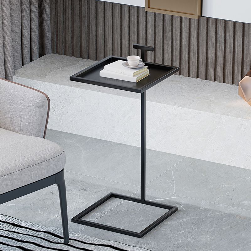 Mid-century Modern Square Tray Top Side Table 23.23" Tall Metal C End Table