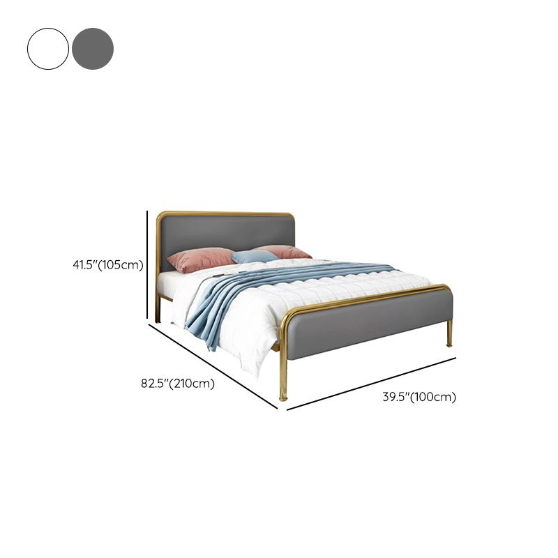 Glam Platform Bed Iron Frame Standard Bed with Rectangular Headboard