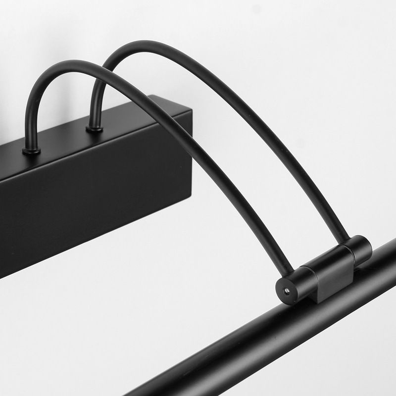 Metal Linear Shade Wall Sconce Modern Style 1 Light Mirror Wall Mount Lighting in Black