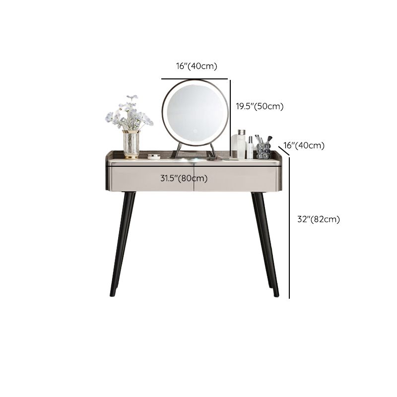 Contemporary Gray Lighted Mirror Bedroom Wood With Drawer Dressing Table