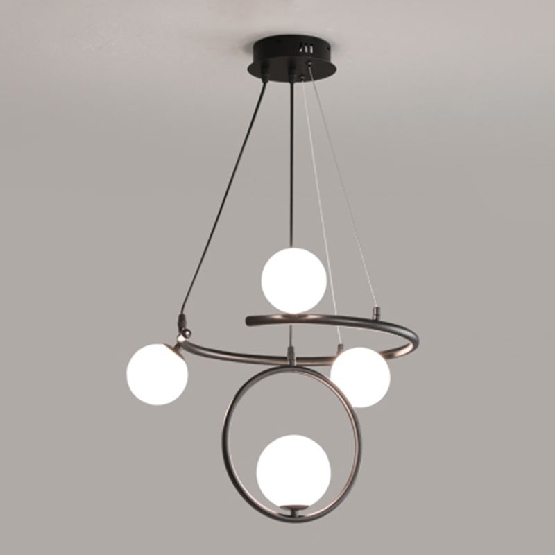 Glass Globe Pendant Light in Modern Creative Style Lacquered Iron Chandelier for Dining Room