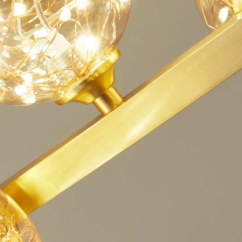 Contemporary Island Light Fixtures Sphere Glass Island Lights in Gold