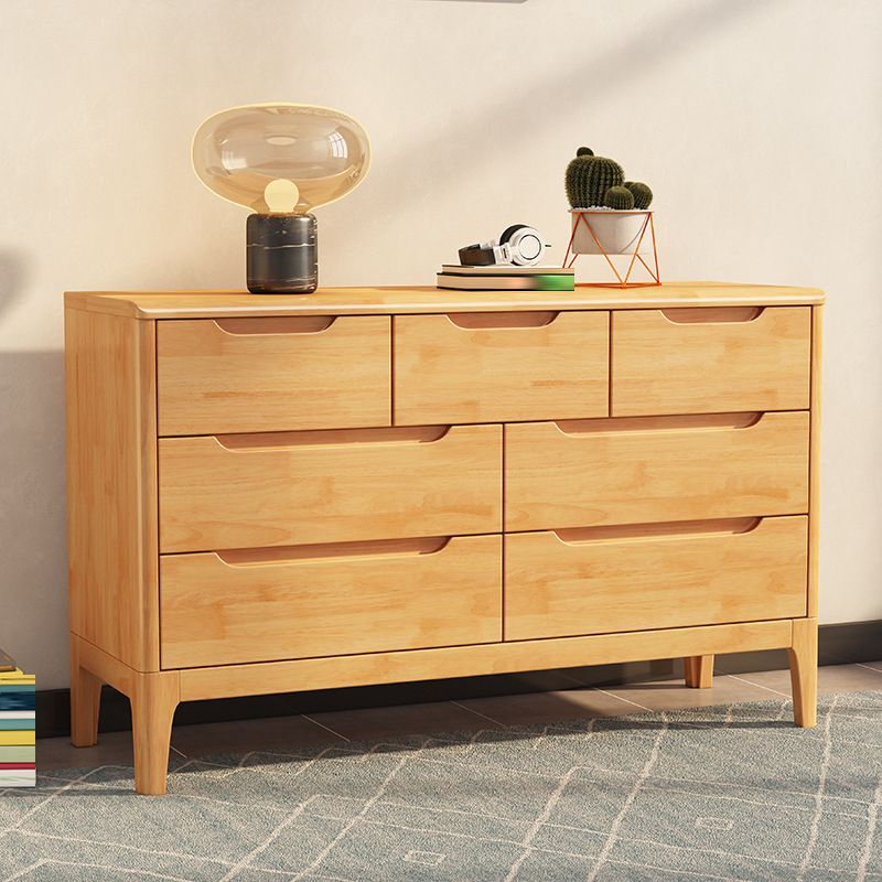 Contemporary Chest Home Rubber Wood Storage Chest with Drawers