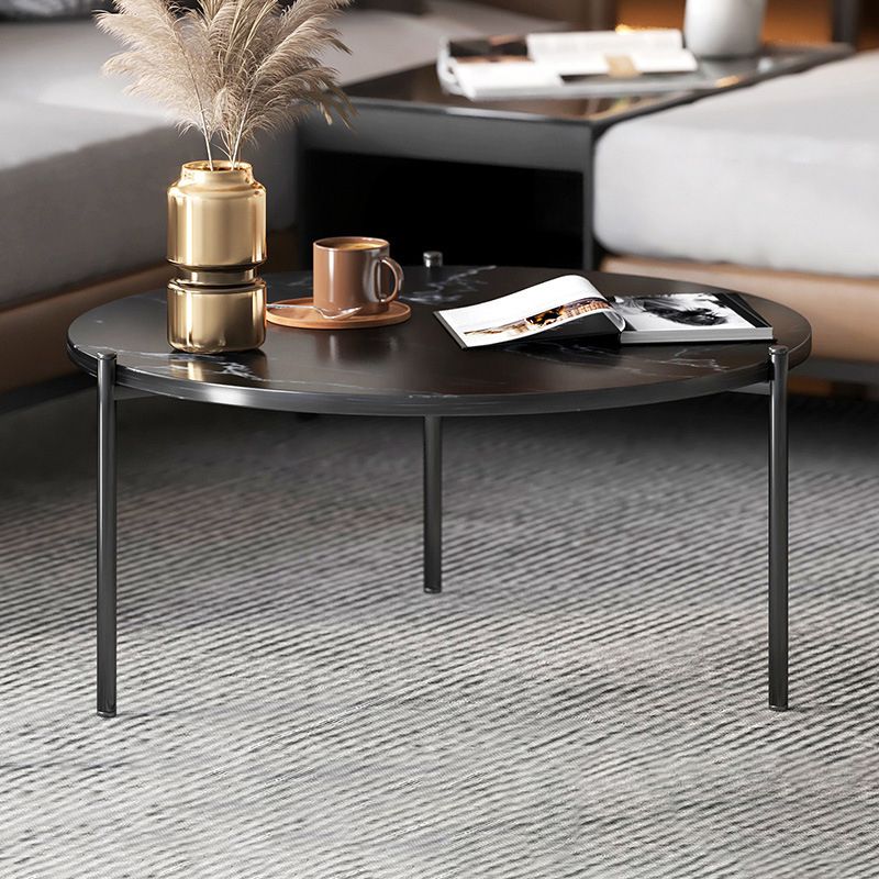 Round Coffee Table Contemporary 3 Legs Cocktail Table for Home
