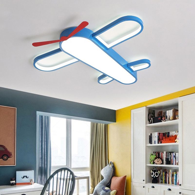 Plafonnier LED en forme d'avion, style enfant, plafonnier en acrylique pour chambre à coucher, bleu