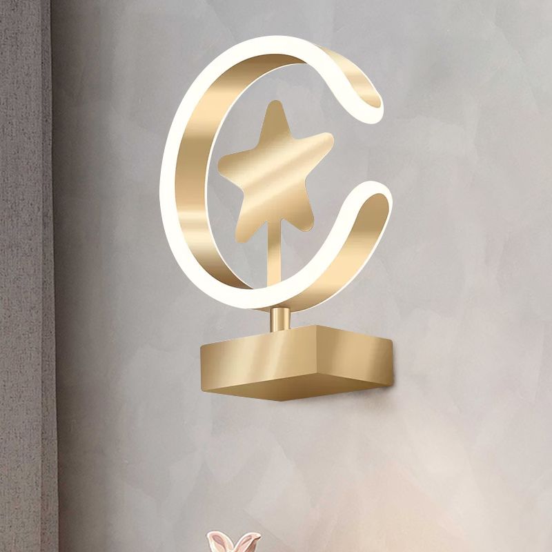 Lampada a parete acrilica a stella Lampada a muro a parete oro a LED contemporanea in luce calda/bianca