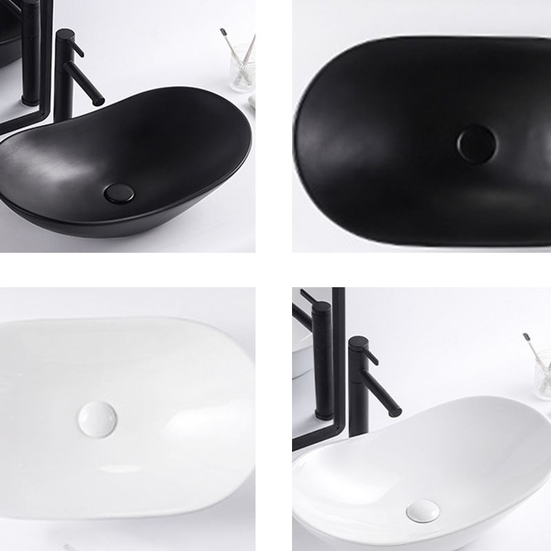 Modern Bathroom Sink Oval Bathroom Sink Overflow with Basin and Faucet
