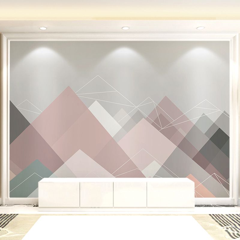 Simple Triangle Mural Wallpaper Non-Woven Fabric Wall Art for Accent Wall, Custom-Made