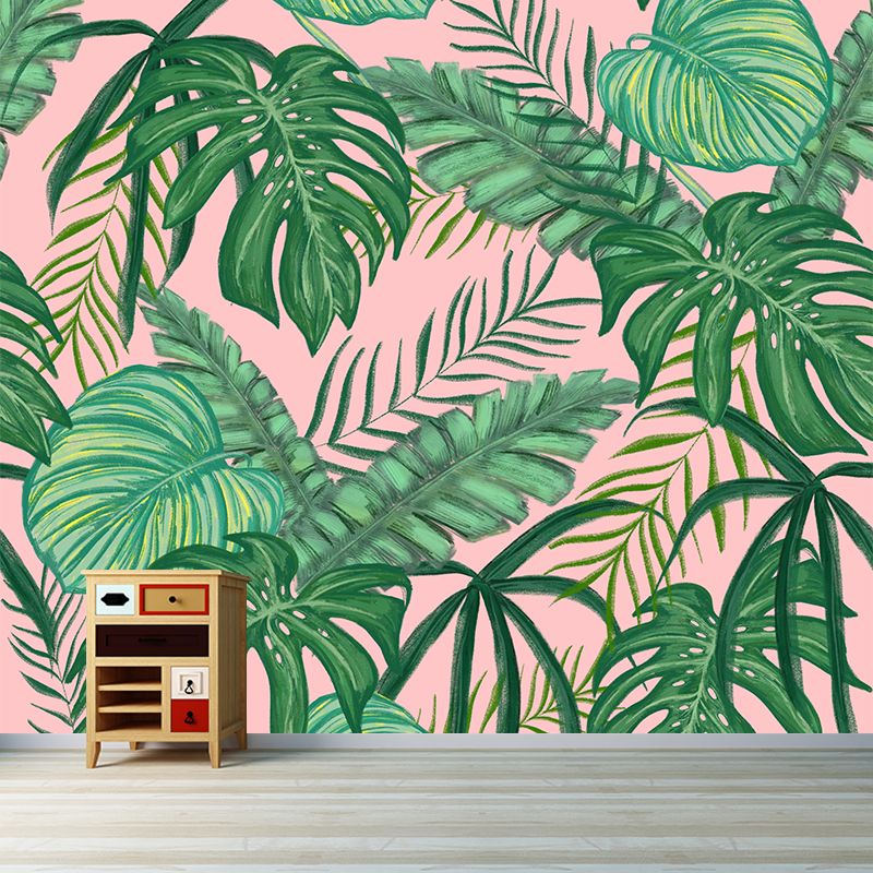 Tropical Leaves Wall Decals Full Size Vinyl Art Mural for Living Room Sofa TV Background