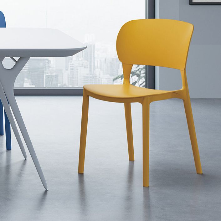 Contemporary Style Dining Chair Armless Dining Chair with Plastic Legs for Kitchen