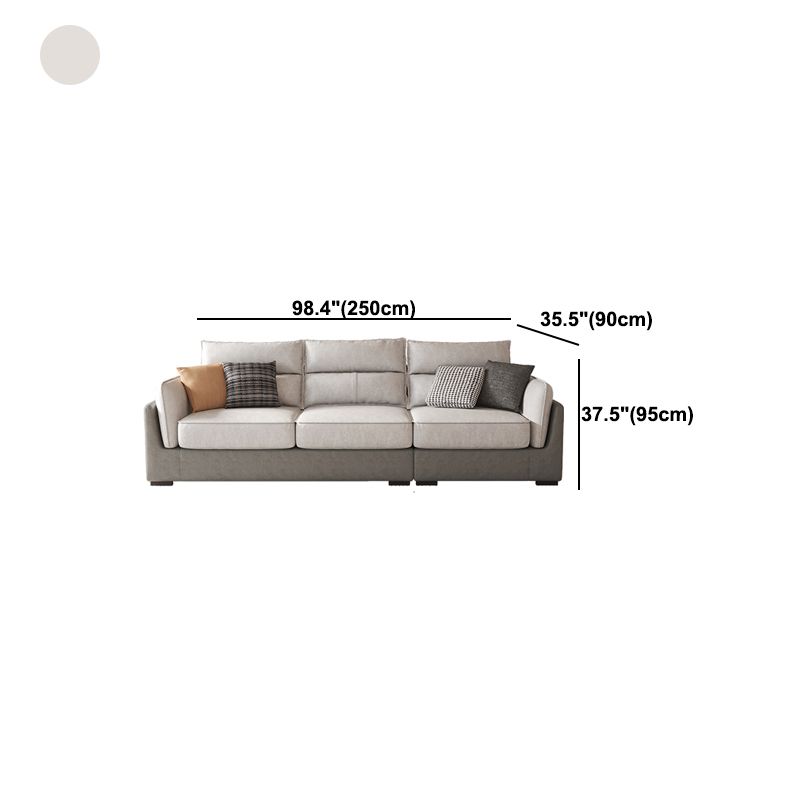 Solid Wood Sofa Square Arm Removable Cushions Faux Leather for Living Room