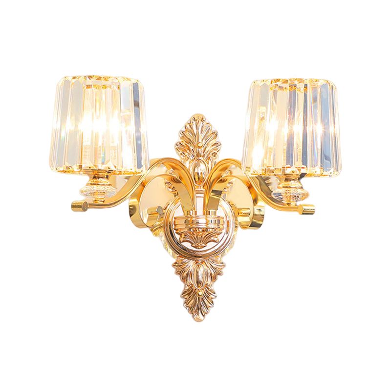 Golden 1/2-Light Modern Wall Mounted Sconce LED Crystal Wall Light