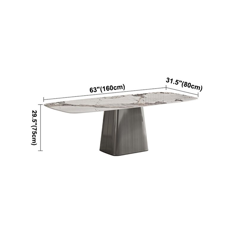 Metaal traditionele luxe rechthoekige tafel gesinterde steen binnen tafel met grijs voetstuk